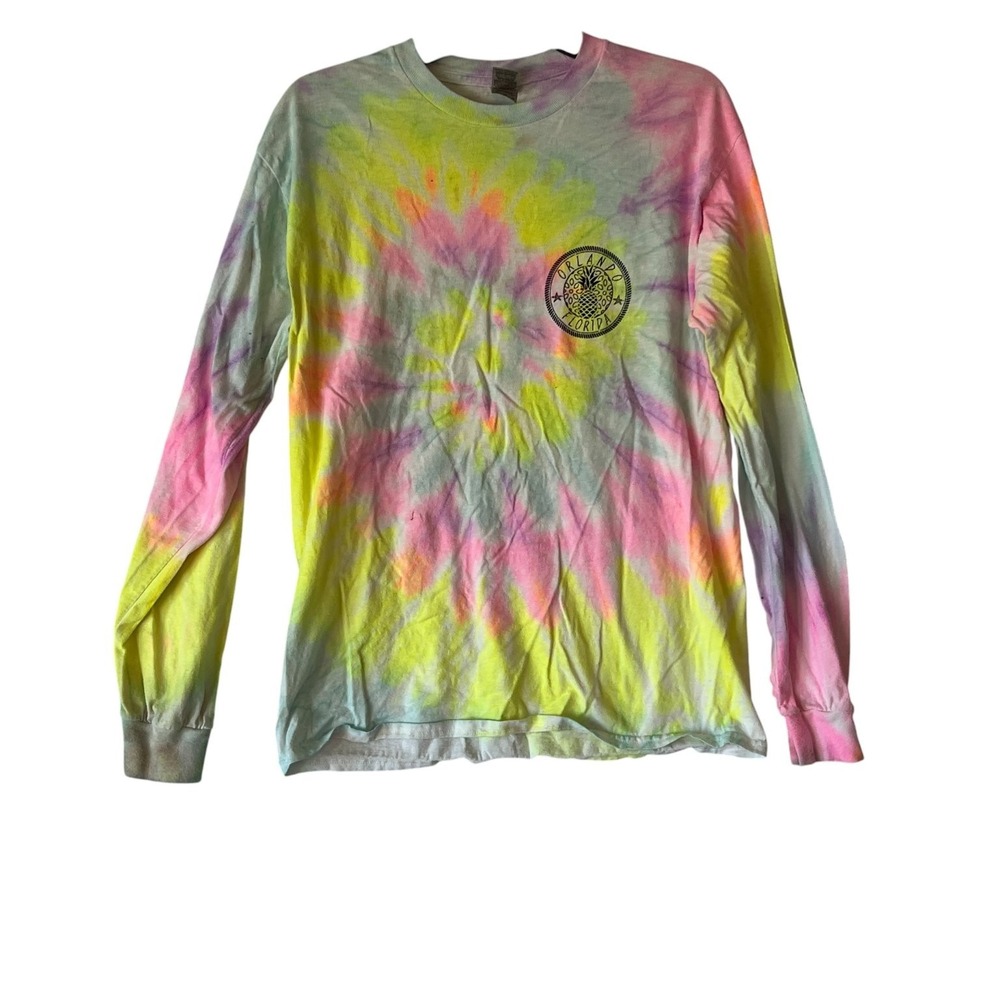 Women's Bright pastel Tie Dye Long Sleeve‎ Top Medium Cotton Orlando FL